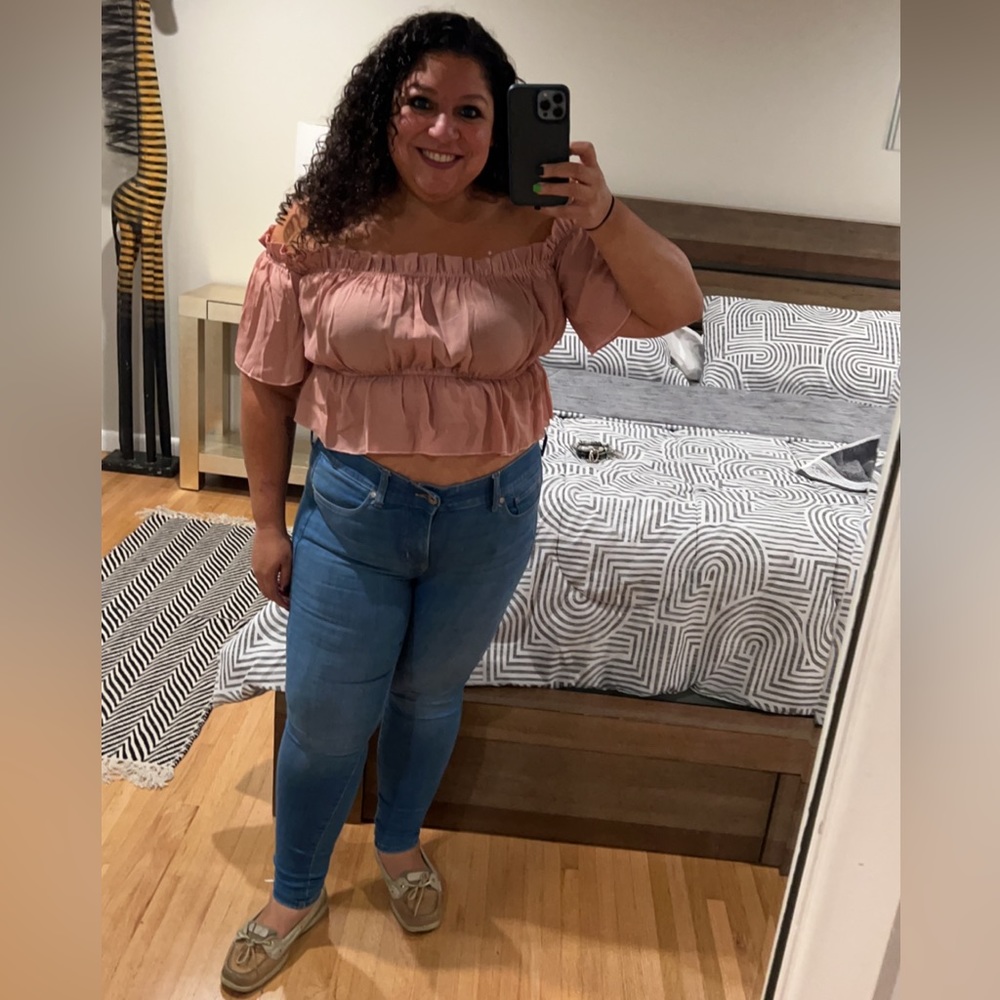 Plus Solid Ruffle Bardot Blouse